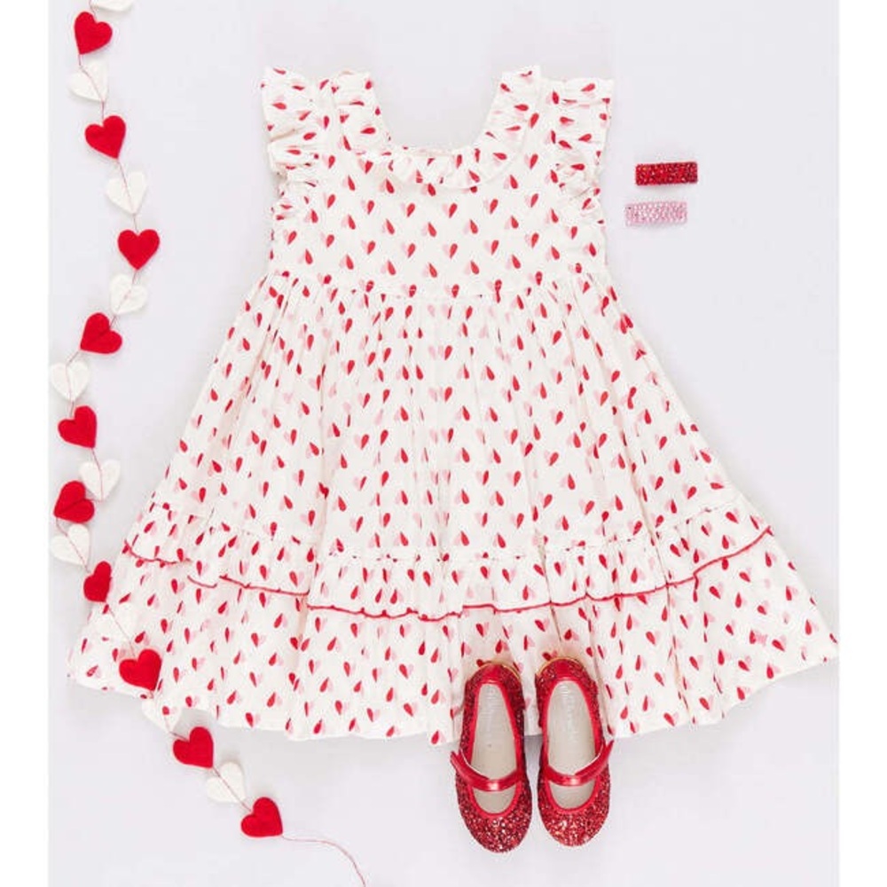 Pink Chicken 2T Cream Red Heart Dress